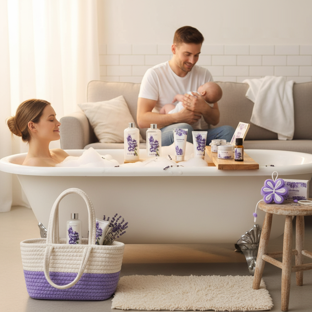 Lavender Postpartum Retreat Gift Basket